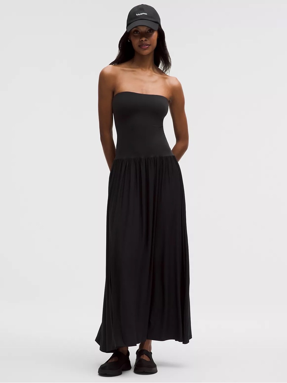 Lululemon 2-in-1 Maxi Strapless Black Dress size large (selling online)